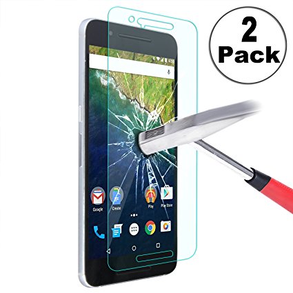 [2 Pack] Google Nexus 6P Screen Protector [.3mm/2.5D] [Tempered Glass], SPARIN [Bubble-free] [Repeatable Installation] Glass Screen Protector for Google Nexus 6P (2015), [Lifetime Warranty]