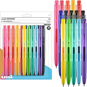 Uni-Ball Signo Spectrum Retractable Gel Pen, 15 Assorted Pens, 0.7mm Medium Point Gel Pens| Office Supplies, Ink Pens, Colored Pens, Fine Point, Smooth Writing Pens, Ballpoint Pens