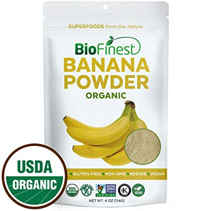 Biofinest Banana Powder - 100% Pure Antioxidants Superfood - USDA Certified Organic Kosher Vegan Raw Non-GMO- Boost Digestion Weight Loss - Fresh Fruit for Smoothie Beverage (4 oz Resealable Bag)