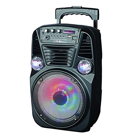 Supersonic Portable Bluetooth DJ Speaker with FM Radio 8-Inch, Black (IQ-3078DJBT)