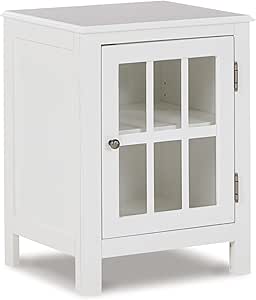 Signature Design by Ashley Opelton Modern Farmhouse Accent Cabinet End Table, White