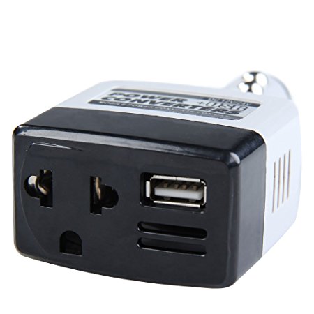Importer520 Universal DC to AC Outlet Converter Adapter Plus USB Outlet [US Plug]