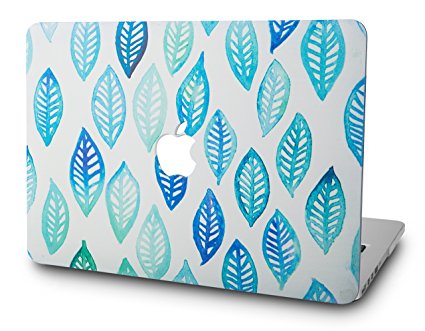 KEC MacBook Pro 15 Inch Case 2017 & 2016 Touch Bar, Cover Plastic Hard Shell Rubberized A1707 (Leaf - Green Blue)