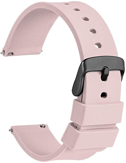 WOCCI Silicone Watch Bands with Black Buckle - Quick Release Soft Rubber Replacement Straps 14mm 18mm 20mm 22mm 24mm