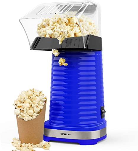 Air Popper Popcorn Maker, Electric Hot Air Popcorn Popper Maker for Home, Healthy Hot Air swirling Popcorn Popper No Oil， DIY Your Own Taste，with Measuring Cup and Removable Top Cover—Blue