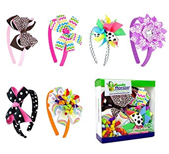 Bundle Monster Interchangeable 3in1 Ribbon Bow Baby Hair Clip Headband Combo Set
