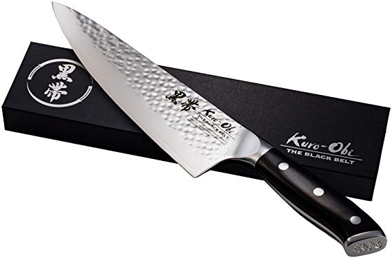 Kuro-Obi Professional Damascus Chef knife Japanese AUS-10 High Carbon Blade 8 Inch Chef Knife Made from 67 Layers Damascus Steel Designed in Tokyo Japan for Professional Chefs and Home Cooking and Kit