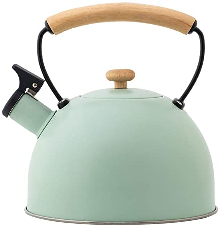 DOITOOL 2.5L Whistling Tea Kettle Stainless Steel Boiled Teapot Anti-scalding Wood Handle Stovetop Heating Water Pot Thank for Home Kitchen