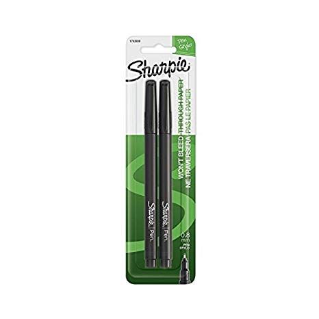 Sharpie Fine Point Pens, Black Ink 2 ea (Pack of 3)