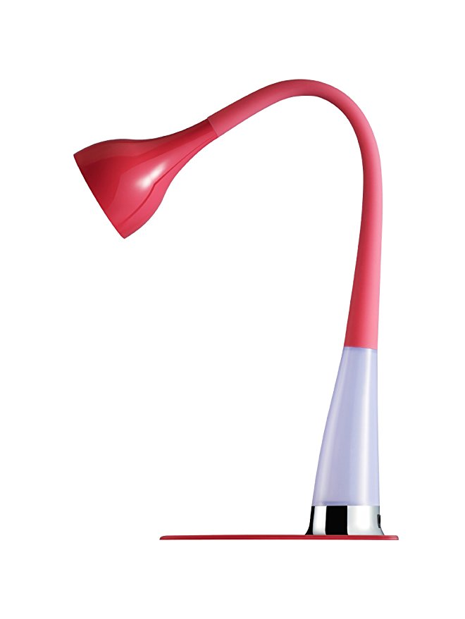 PRISM TL-S100PN Design MR16 LED Desk Lamp with LED Mood Light and USB Port, 23.62" x 7.88" x 7.88" , Pink