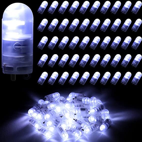 50 Pieces Led Balloon Mini Lights Switch Tiny Small Light Balls for Pumpkin Paper Lantern Balloons Valentine's Day, Chinese New Year, Spring Festival, Birthday Party Decoration (Cold White Light)