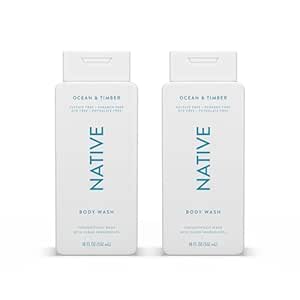 Native Body Wash Contains Naturally Derived Ingredients | For Women & Men, Sulfate, Paraben, & Dye Free Leaving Skin Soft and Hydrating |Ocean & Timber 18 oz - 2 Pk