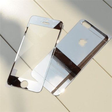 iPhone 5 5S Case-Yerwal FrontBack Mirror Tempered Glass Film Screen Protector Cover for iPhone 5 5G 5S-Silver