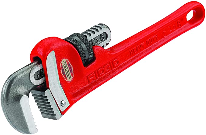 RIDGID 31005 Model 8 Heavy-Duty Straight Pipe Wrench, 8-inch Plumbing Wrench,Red,Small