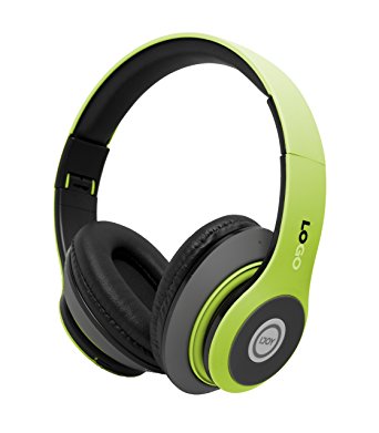 iJoy Matte Rechargeable Wireless Bluetooth Foldable Over Ear Headphones with Mic, SRG (Lime)