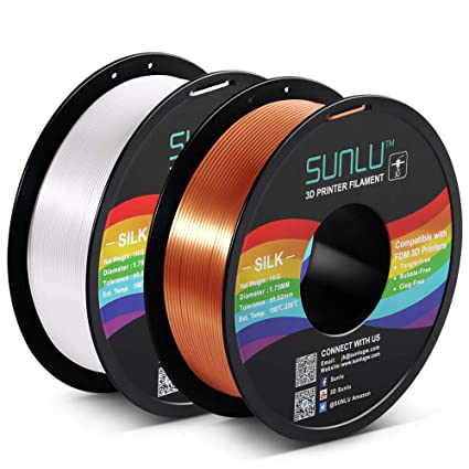 SUNLU Silk PLA Filament 1.75mm, 3D Printer Filament Silk, Silky Shiny Filament PLA for 3D Printers and Pens, 2kg(4.4Lbs)/Spool, Silk White RedCopper