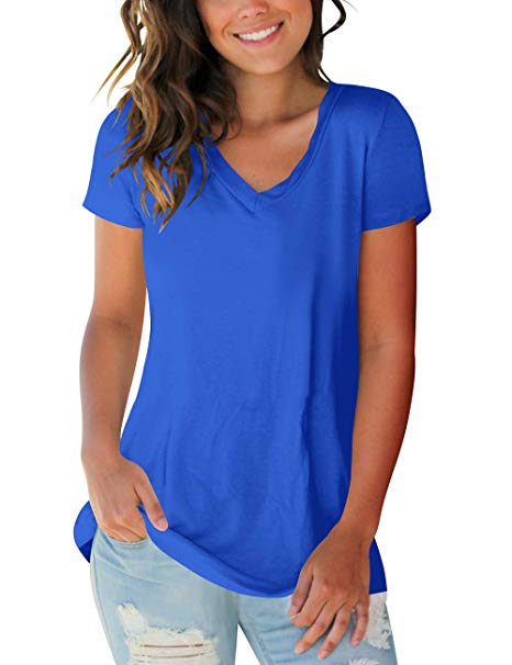 Womens Tops V Neck Tee Casual Short Sleeve and Long Sleeve T Shirts