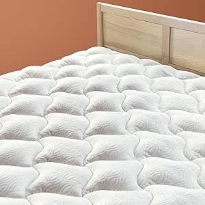 ViscoSoft Copper Pillow Top Cal King Mattress Pad - Overstuffed Premium Cloud-Like Support - Quilted Fiberfilled Mattress Topper with Deep 18" Pocket for Secured Fit