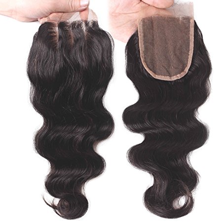 Elva Hair 3 Part Closure Body Wave Virgin Brazilian Hair 130% Density Lace Closure (10 Inch)