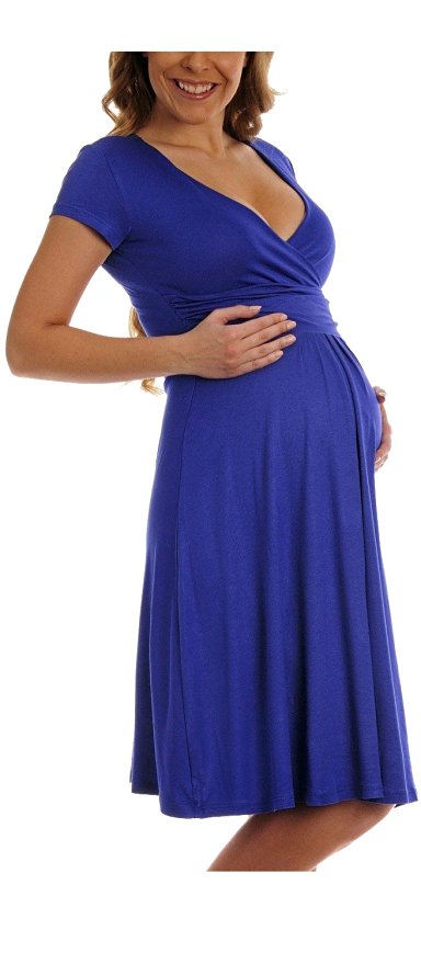 TINYHI Women Maternity Jersey Flare Baby Shower Dress Short Sleeves