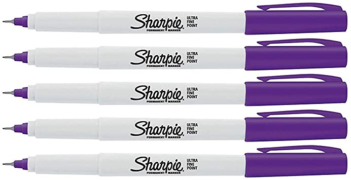 Sharpie ultra fine point permanent markers purple color / 5 Pcs. of Set