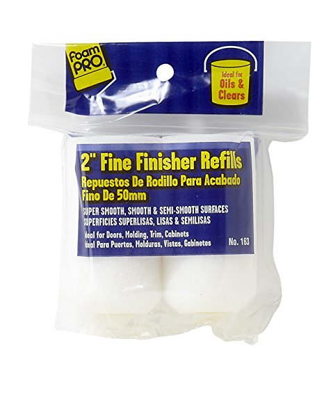 FoamPRO 163 Fine Finish Roller Refills (High-Density Foam) (2 Pack), 2"