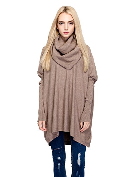 SalenT Womens Turtleneck Oversized Pullover Sweaters Loose Fit Knit Sweater Tunic Top