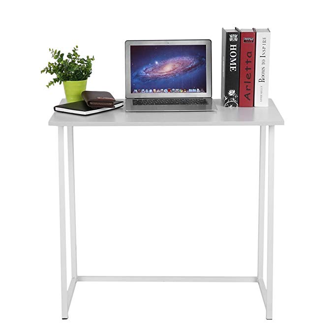 ICOCO Foldable Computer Desk Free Installation Laptop Desktop Table (White)