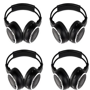4 Packs of Two Channel Folding Adjustable Universal Rear Entertainment System Infrared Headphones Wireless IR DVD Player Headphones for in Car Tv Video Audio Listening