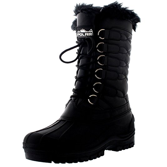 Womens Nylon Cold Weather Outdoor Snow Duck Winter Rain Lace Boot