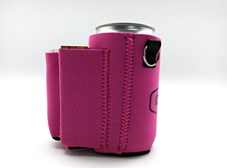 Beer Coolie With Cigarette And Lighter Holder (Pink)