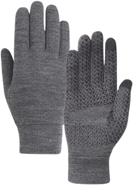 Terramar Adult Merino Wool Glove Liner, Charcoal Heather, Medium