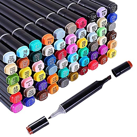 60 Colors Alcohol Marker，Permanent Art Double-Tip Marker Color Brush，Large Ink Capacity，Most Practical Kid Adult Beginner Painting Set，Office Learning Marking，Card Production，Artistic Creation，Gift