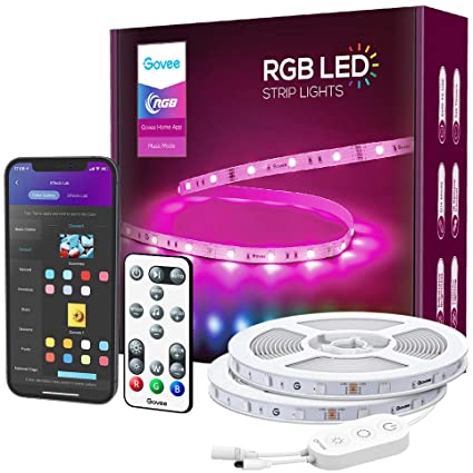 Govee Smart LED Strip Lights, 49.2ft WiFi RGB Led Lights Work with Alexa and Google Assistant, App Control Lighting Kit, Music Sync Color Changing for Bedroom, Living Room, Home, Party