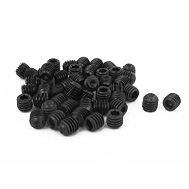 sourcingmap M6 x 6mm 1mm Pitch Hex Socket Set Cup Point Grub Screws Black 50pcs