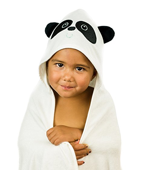 Plovf Organic Bamboo Baby Towel - Premium Soft, Hypoallergenic Panda Hooded Towel for Girls and Boys