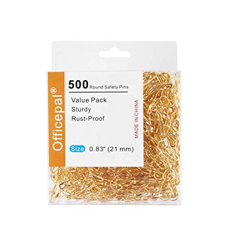 500-Count Metal Gourd Pin/Pear-Shaped Pin/Safety Pins/Clothing Tag Pins (Gold)