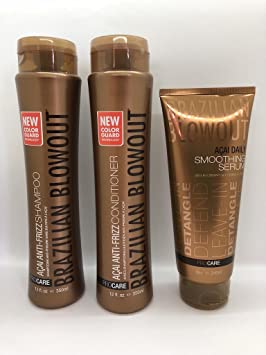 Brazilian Blowout Anti Frizz Shampoo and Conditioner Duo 12 Ounce and Smoothing Serum 8 Ounce