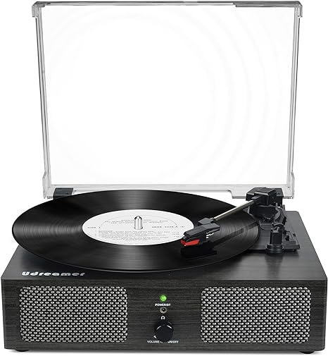 Vinyl Record Player Wireless Turntable with Built-in Speakers and USB Belt-Driven Vintage Phonograph Record Player 3 Speed for Entertainment and Home Decoration