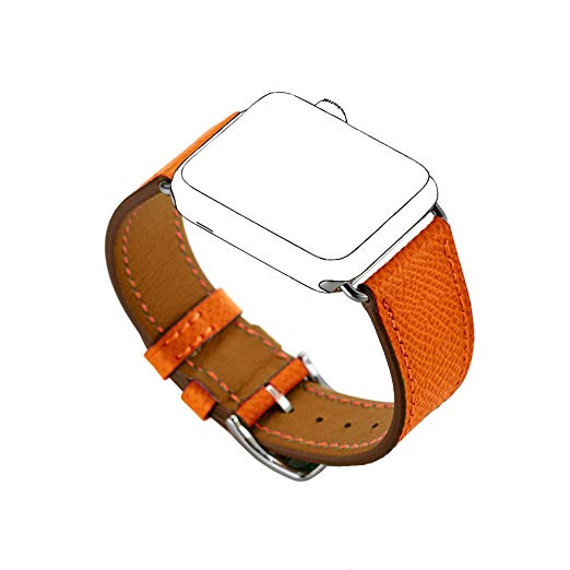 Balerion-Single Tour Watch Band,Genuine Leather Watch Band for iWatch Apple Watch Series 1 Series 2 Series 3 Series 4-38mm/40mm Single Tour Fire Orange