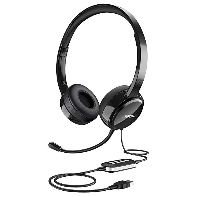 Mpow USB Headset (All-Platform Edition) with 3.5mm Jack, Stereo Computer Headset with Microphone Noise-Canceling, Skype Headphones w/Comfort-fit Earpad, Inline Volume Control for PC/Laptop/Cell Phone