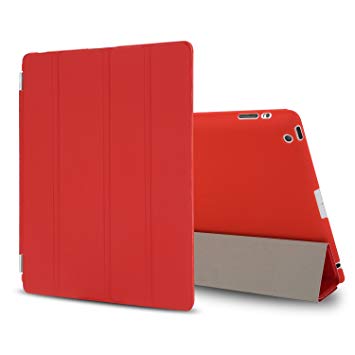 Besdata® Ultra Thin Magnetic Smart Cover   Back Case For Apple iPad 2 iPad 3 ipad 4, 2nd, 3rd & 4th Generation - Supreme Quality - Protects the Device - UK Stock - Red - PT2603