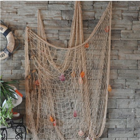 KINGSO Mediterranean Style Decorative Fish Net With Shells White