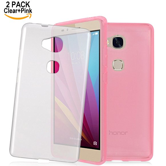 Honor 5X Case , Shalwinn 2 PACK Premium TPU Case for Huawei Honor 5X (Pink Clear)