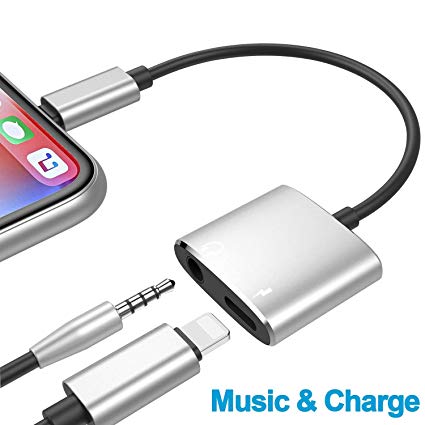 Headphone Adapter for iPhone Adapter Charger Adapter 3.5mm Jack Dongle Earphone Aux Audio & Charge Compatible for iPhone X/XS/XS MAX/XR/8/8 Plus Support to Music and Charge Suitable for iOS 12 System