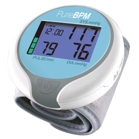 PureBPM Wrist Blood Pressure Monitor - Fast Accurate Blood Pressure Readings at Home for Up to 2 Users - Large Display with Color Bar Hypertension Indicator