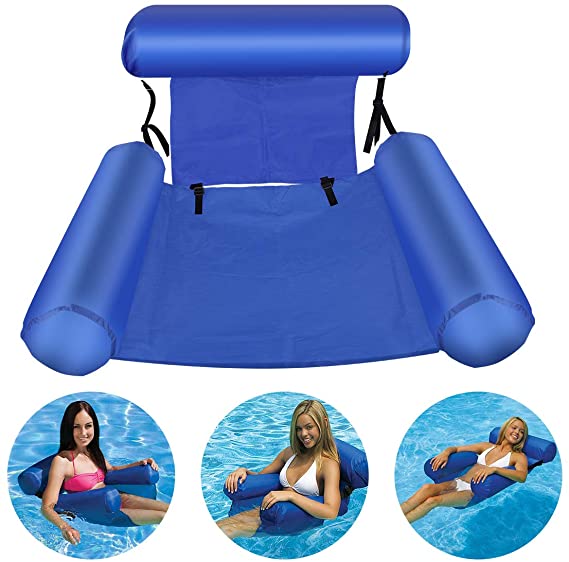 JINGOU Inflatable Water Hammock Pool Float Bed Lounger Chair Drifter for Swimming Pool Beach Holiday Party