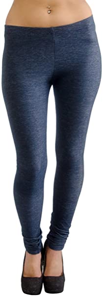 Vivian's Fashions Extra Long Leggings - Knit Denim (Misses/Misses Plus Sizes)