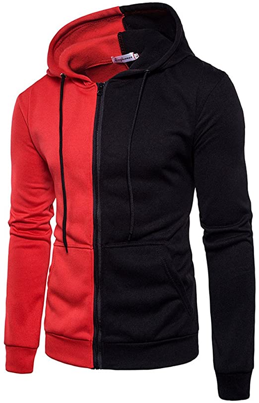 iLXHD Cotton Long Sleeve Hoodie Stitching Zipper Coat Jacket Outwear Sport Tops