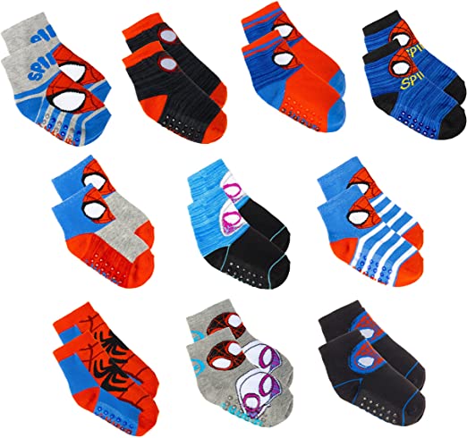 Spiderman Socks 10 Pack, Socks for Toddler Boys 6-24 Months, 2T-5T, Marvel Socks Variety Pack